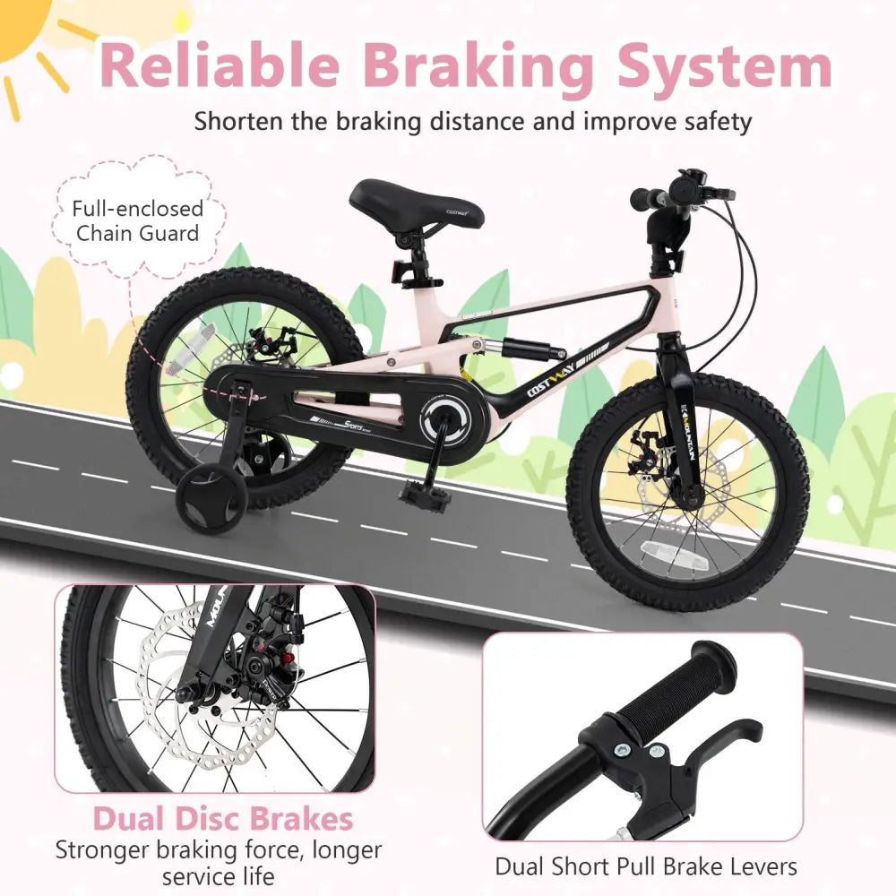 16 Inch Kids Bike Lightweight with Detachable Training Wheels for Aged 4 to 7 - 16 inches - Oasis Home Essentials