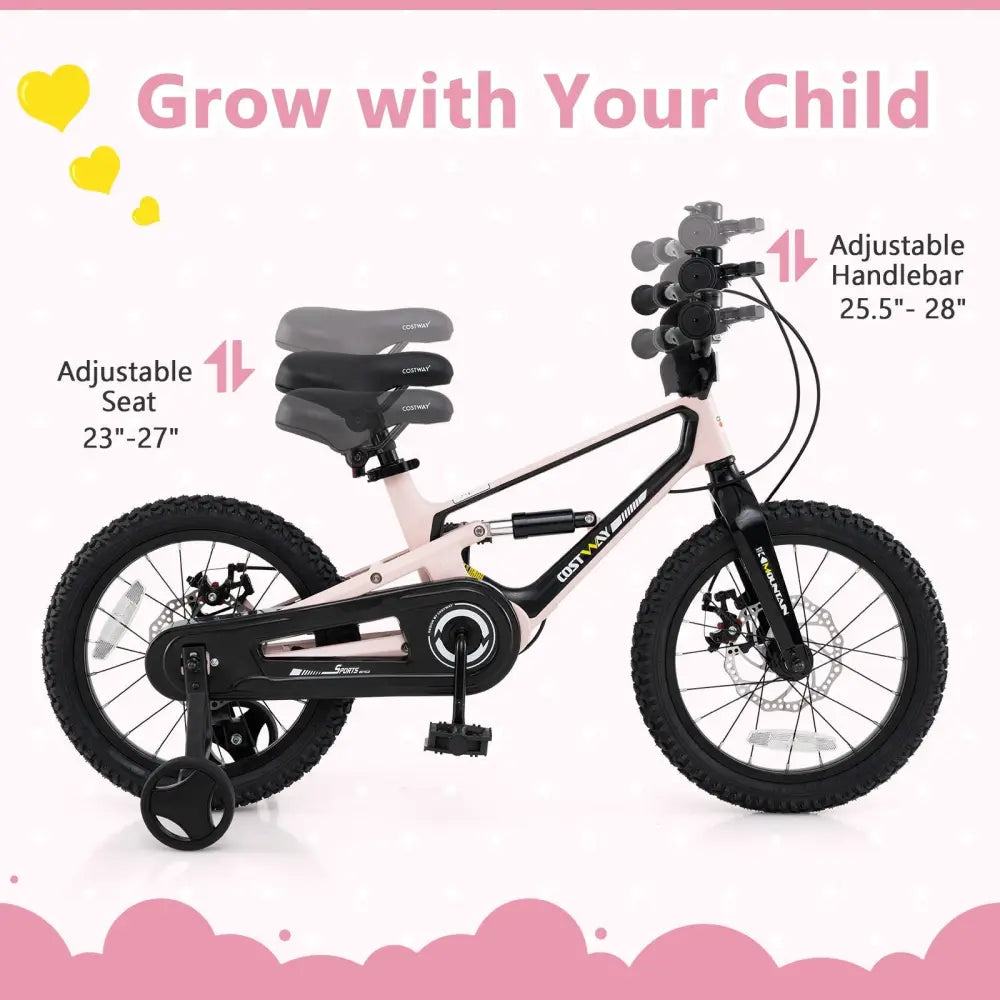 16 Inch Kids Bike Lightweight with Detachable Training Wheels for Aged 4 to 7 - 16 inches - Oasis Home Essentials