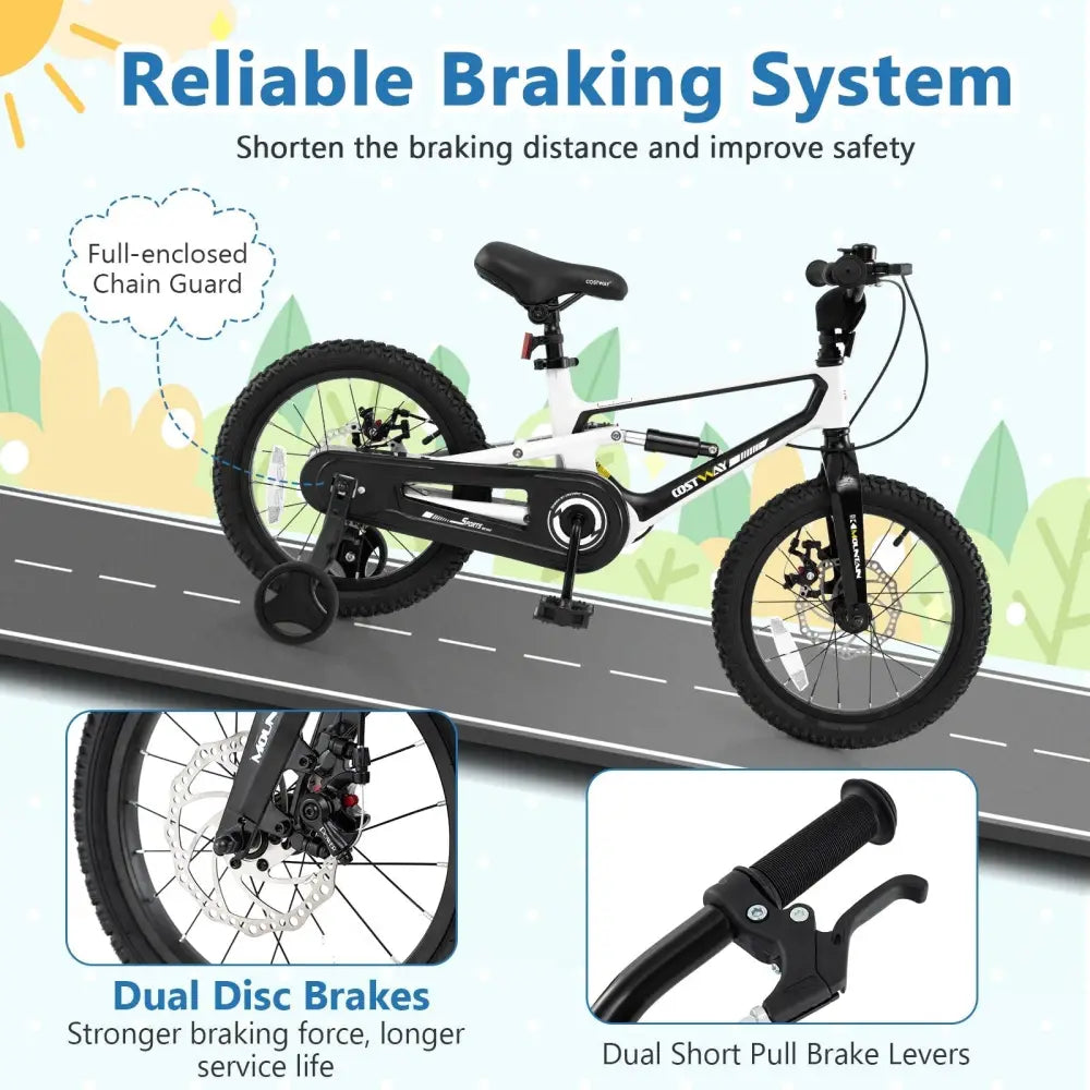 16 Inch Kids Bike Magnesium Alloy Bicycle Adjustable for Aged 4 to 7 - 16 inches - Oasis Home Essentials