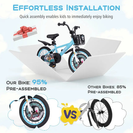16 Inch Kids Bike with Adjustable Handlebar and Saddle for 4 - 8 Years Old - 16 inches - Oasis Home Essentials