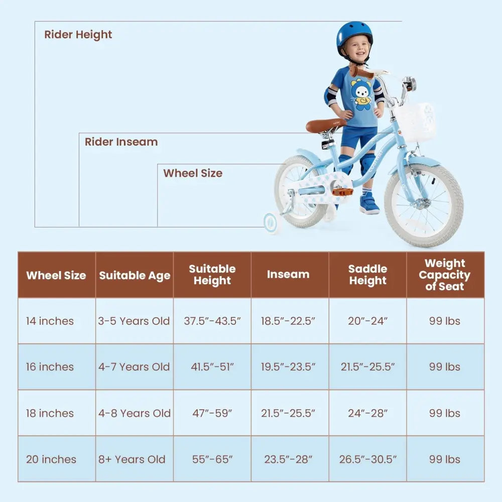 16 Inch Kids Bike with Adjustable Handlebar and Seat for 4 - 7 Year Old - Oasis Home Essentials