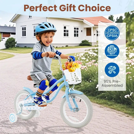 16 Inch Kids Bike with Adjustable Handlebar and Seat for 4 - 7 Year Old - Oasis Home Essentials