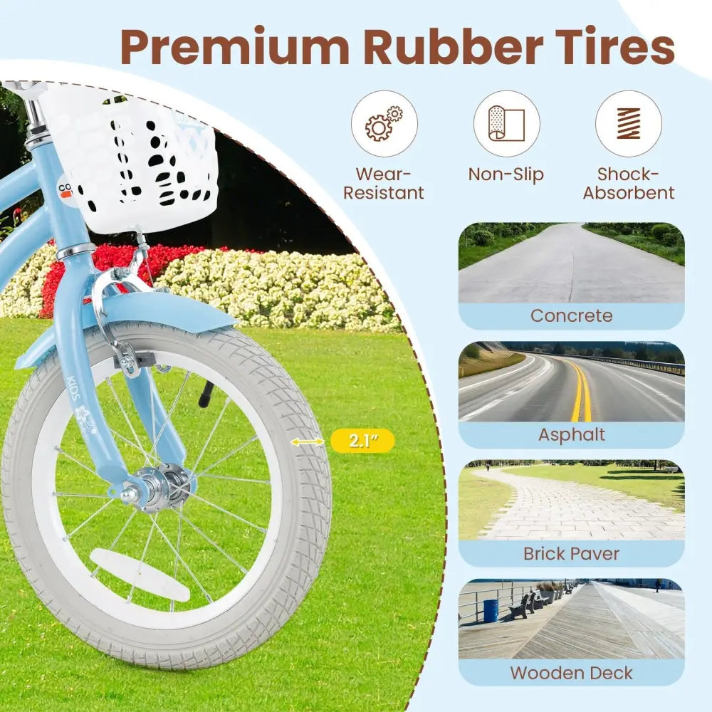 16 Inch Kids Bike with Adjustable Handlebar and Seat for 4 - 7 Year Old - Oasis Home Essentials