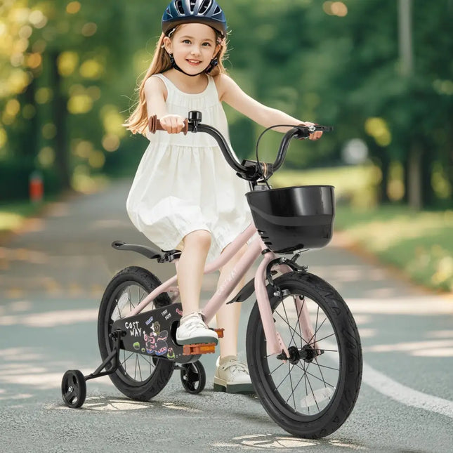 16 - Inch Kids Bike with Basket and Adjustable Handlebar for 4 - 7 Years Old - Oasis Home Essentials