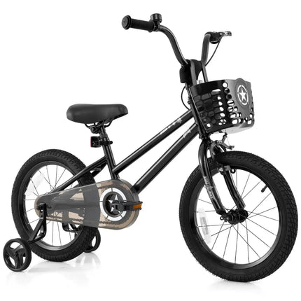16 Inch Kids Bike with Basket and Training Wheels for Children Aged 4 - 7 Years Old - Oasis Home Essentials