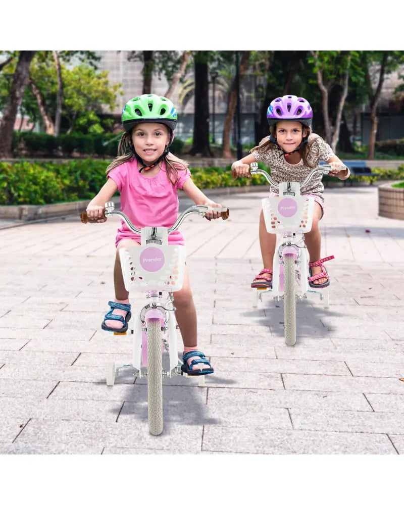 16 Inch Kids Bike with Front Handbrake and 2 Training Wheels-Purple - Purple - Kids Bike