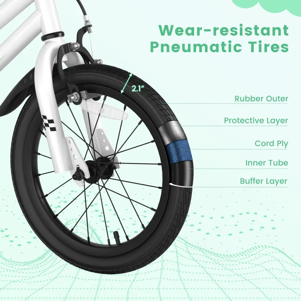 16 Inch Kids Bike with Removable Training Wheels - Black & White - Oasis Home Essentials