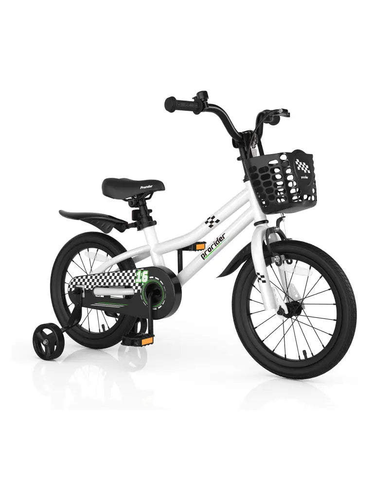 16 Inch Kids Bike with Removable Training Wheels-Black & White - Black & White - Kids Bike