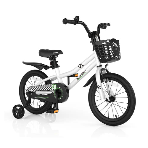16 Inch Kids Bike with Removable Training Wheels-Black & White - Black & White - Kids Bike