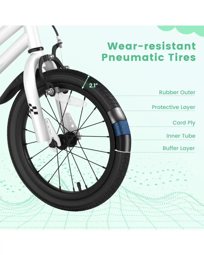16 Inch Kids Bike with Removable Training Wheels-Black & White - Black & White - Kids Bike