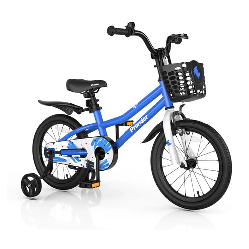16 Inch Kids Bike with Removable Training Wheels-Blue - Blue - Kids Bike