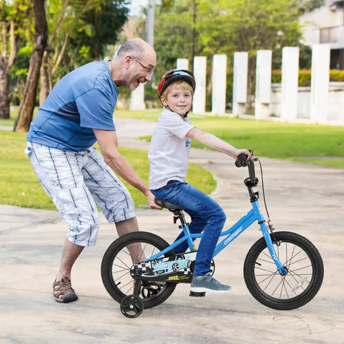 16 Inch Kids Bike with Removable Training Wheels for Aged 4-7 Years Old - Blue - Kids Bike