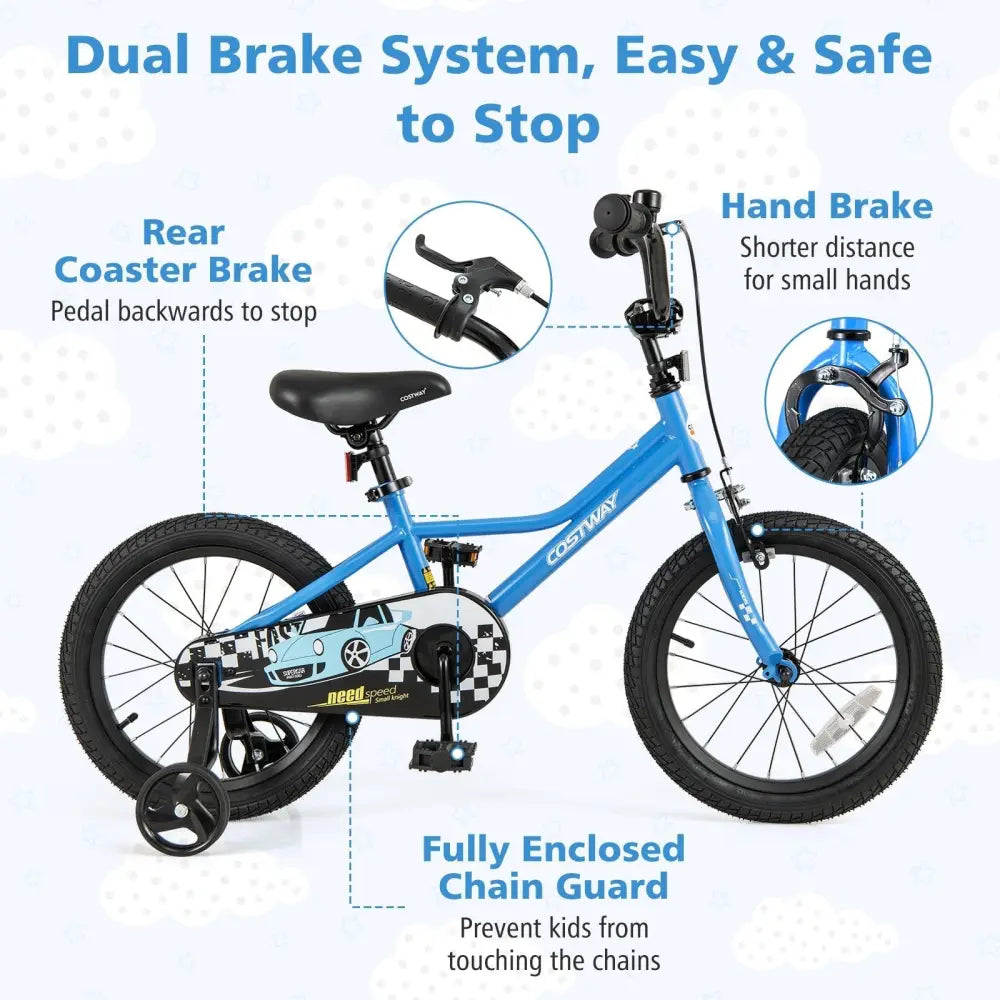 16 Inch Kids Bike with Removable Training Wheels for Aged 4 - 7 Years Old - Oasis Home Essentials