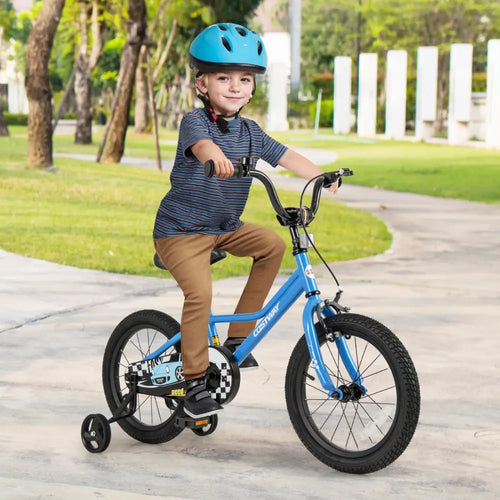 16 Inch Kids Bike with Removable Training Wheels for Aged 4-7 Years Old - Blue - Kids Bike