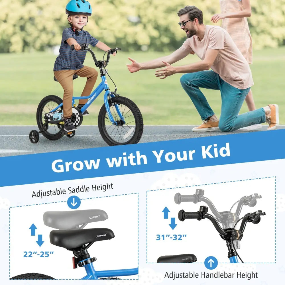 16 Inch Kids Bike with Removable Training Wheels for Aged 4 - 7 Years Old - Oasis Home Essentials