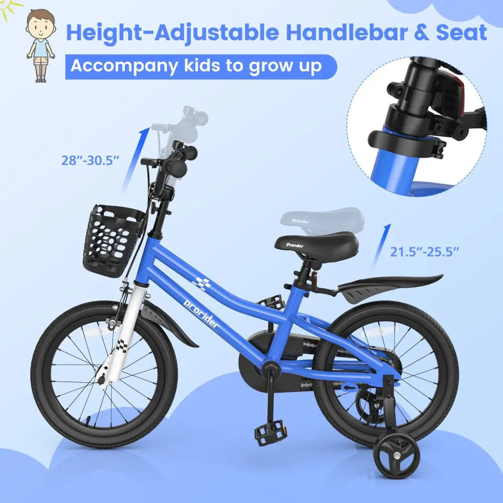 16 Inch Kids Bike with Removable Training Wheels - Navy - Oasis Home Essentials