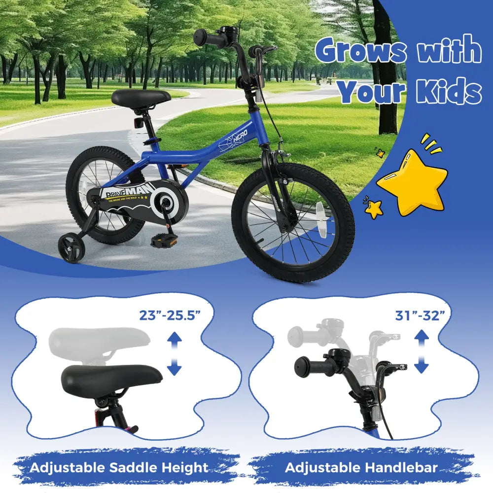 16-Inch Kids Bike with Removable Training Wheels Navy - Brave Hero - Navy - Kids Bike