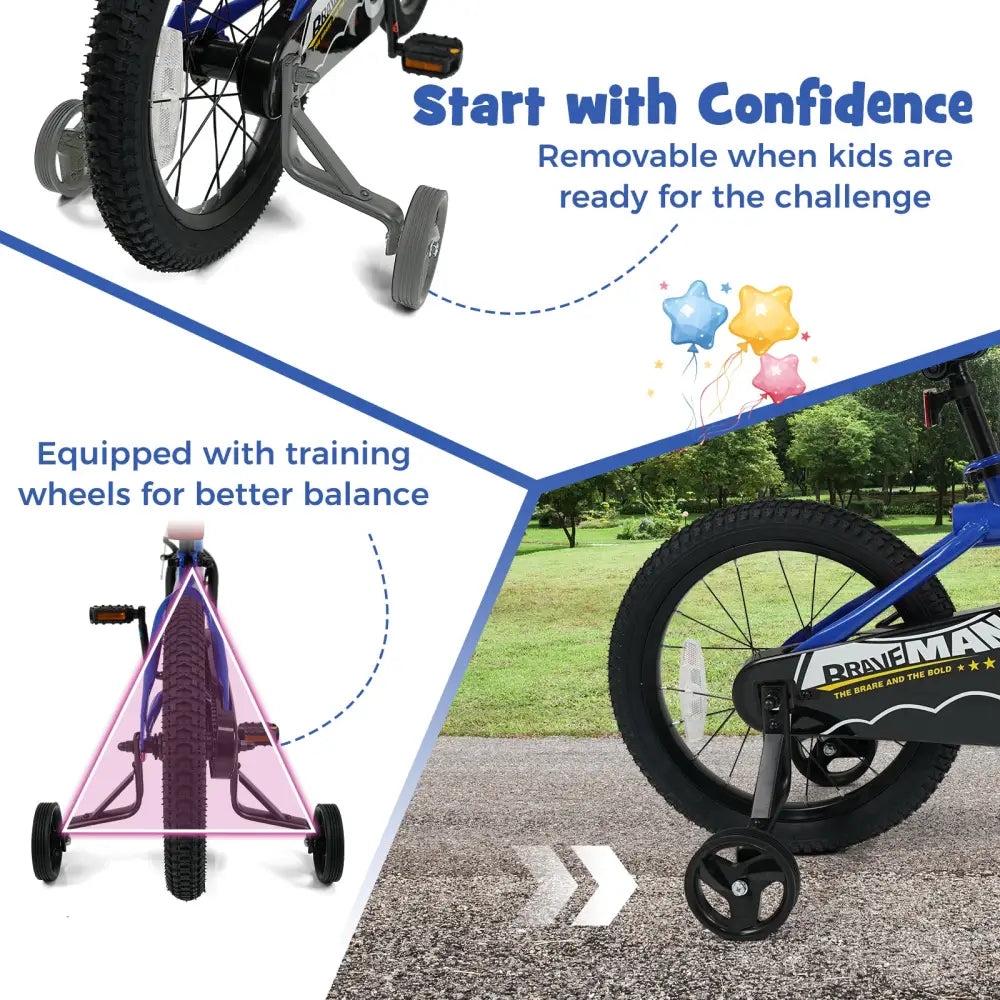 16-Inch Kids Bike with Removable Training Wheels Navy - Brave Hero - Navy - Kids Bike