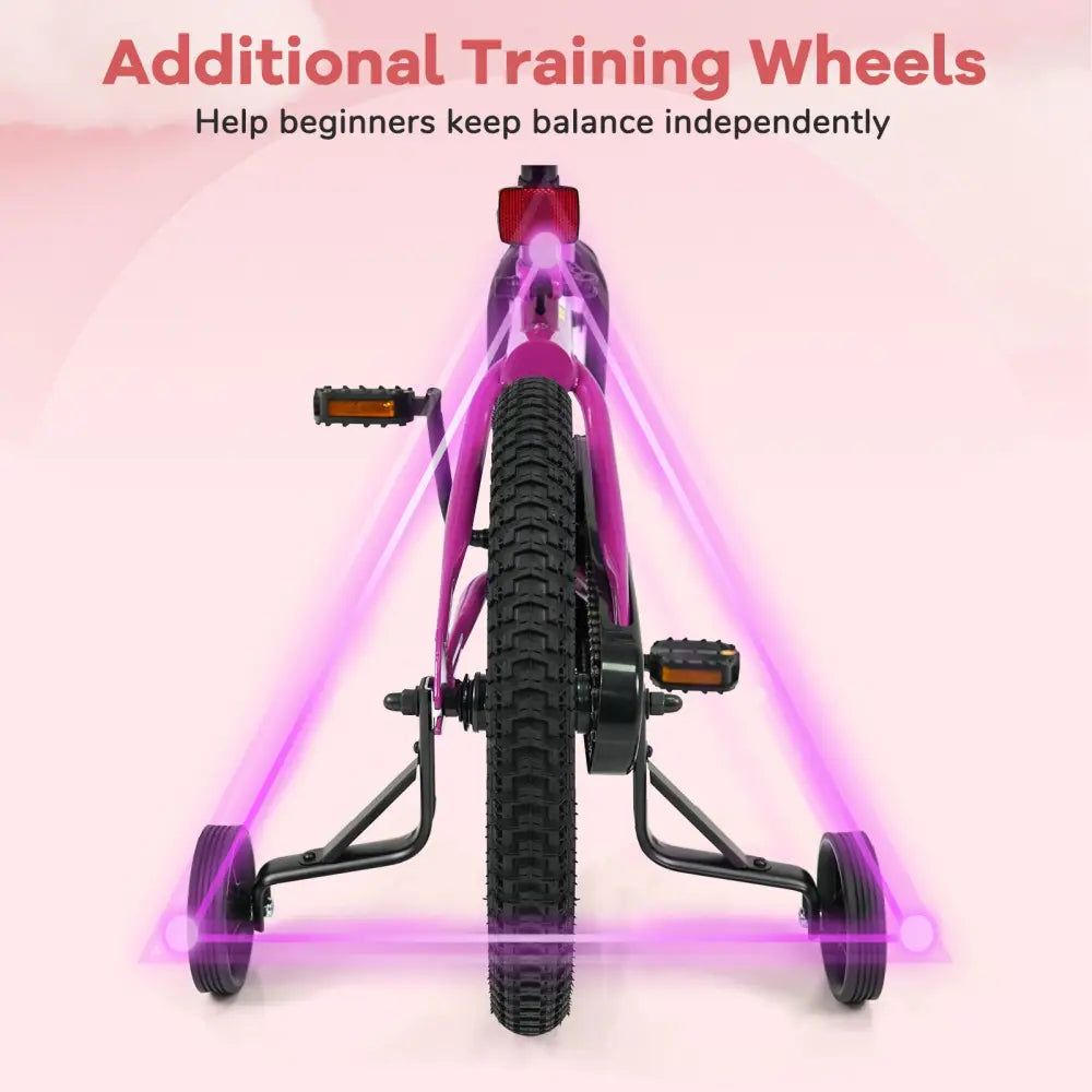 16-Inch Kids Bike with Removable Training Wheels Pink-Brave Hero - Kids Bike