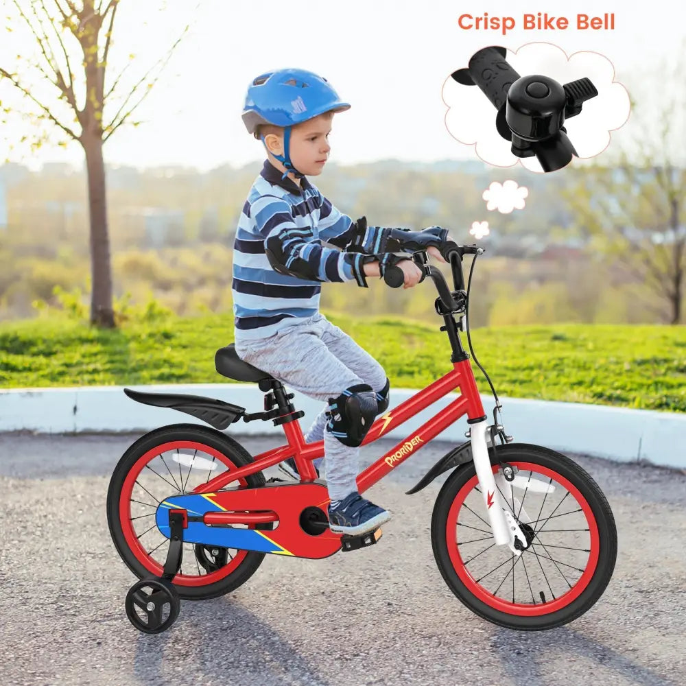 16 Inch Kids Bike with Removable Training Wheels - Red - Oasis Home Essentials