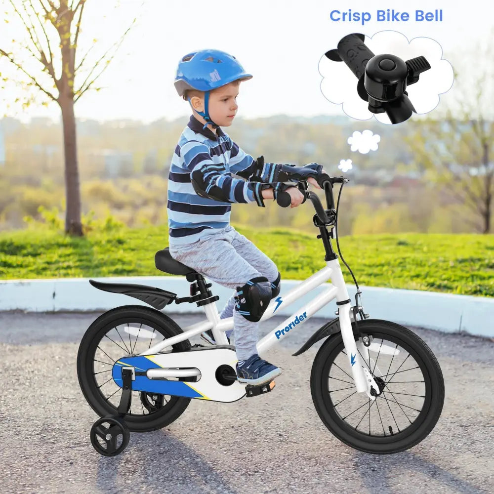 16 Inch Kids Bike with Removable Training Wheels - White - Oasis Home Essentials