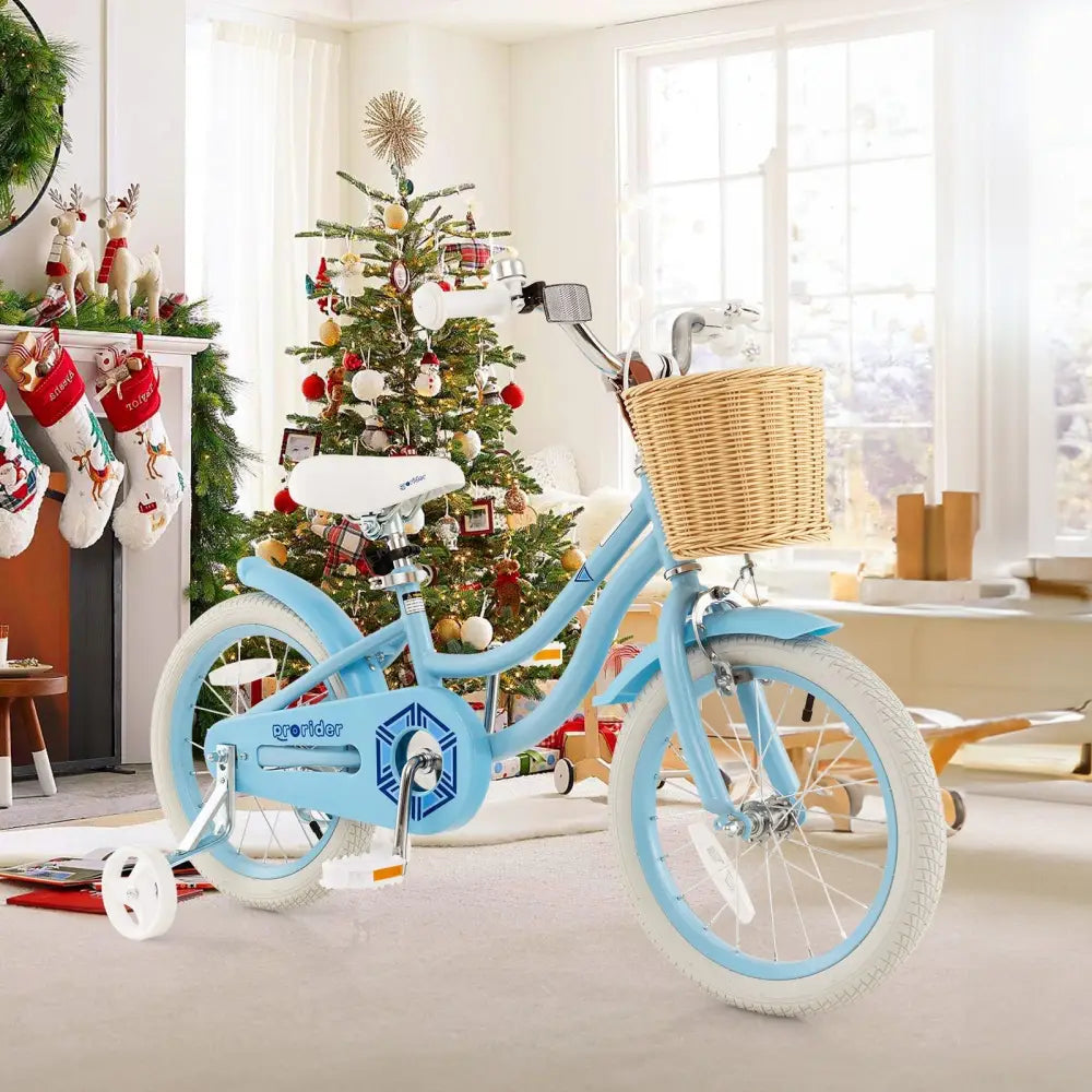 16 - Inch Kids Bike with Training Wheels and Adjustable Handlebar Seat - Blue - Oasis Home Essentials