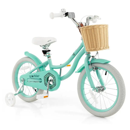 16 - Inch Kids Bike with Training Wheels and Adjustable Handlebar Seat - Green - Oasis Home Essentials
