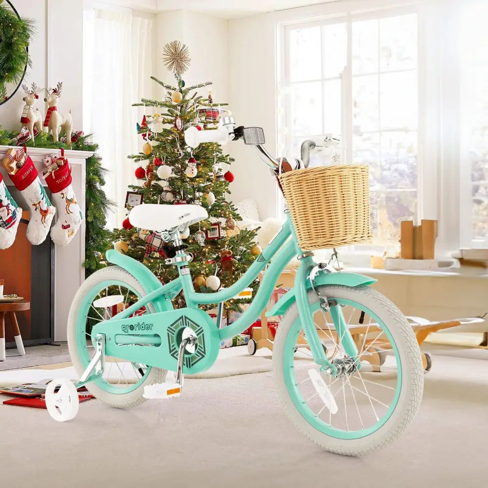 16 - Inch Kids Bike with Training Wheels and Adjustable Handlebar Seat - Green - Oasis Home Essentials
