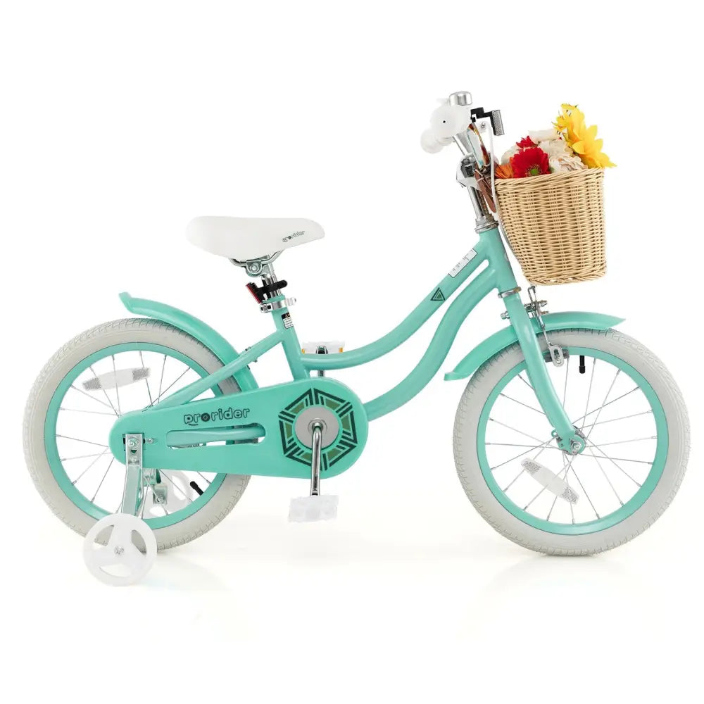 16 - Inch Kids Bike with Training Wheels and Adjustable Handlebar Seat - Green - Oasis Home Essentials