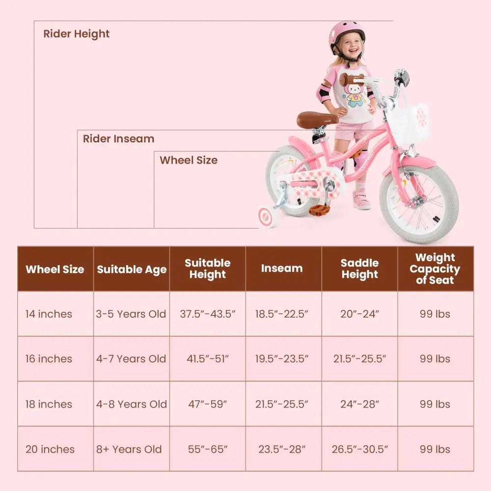 16 Inch Kids Bike with Training Wheels and Basket for Boys Girls 4 - 7 Years Old - 16 inches - Oasis Home Essentials