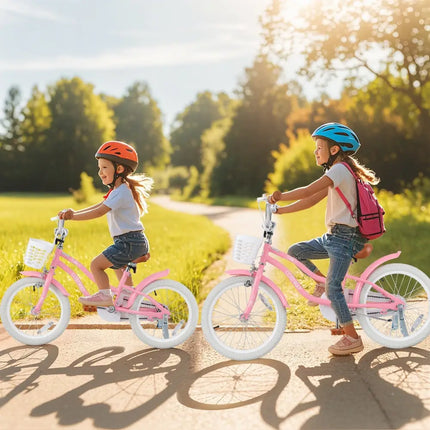 16 Inch Kids Bike with Training Wheels and Basket for Boys Girls 4 - 7 Years Old - 16 inches - Oasis Home Essentials