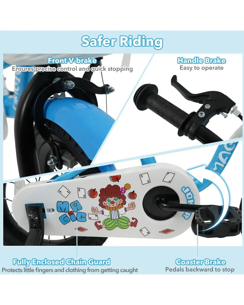 16 Inch Kids Bike with Training Wheels and Basket Navy Color - Navy - Kids Bike