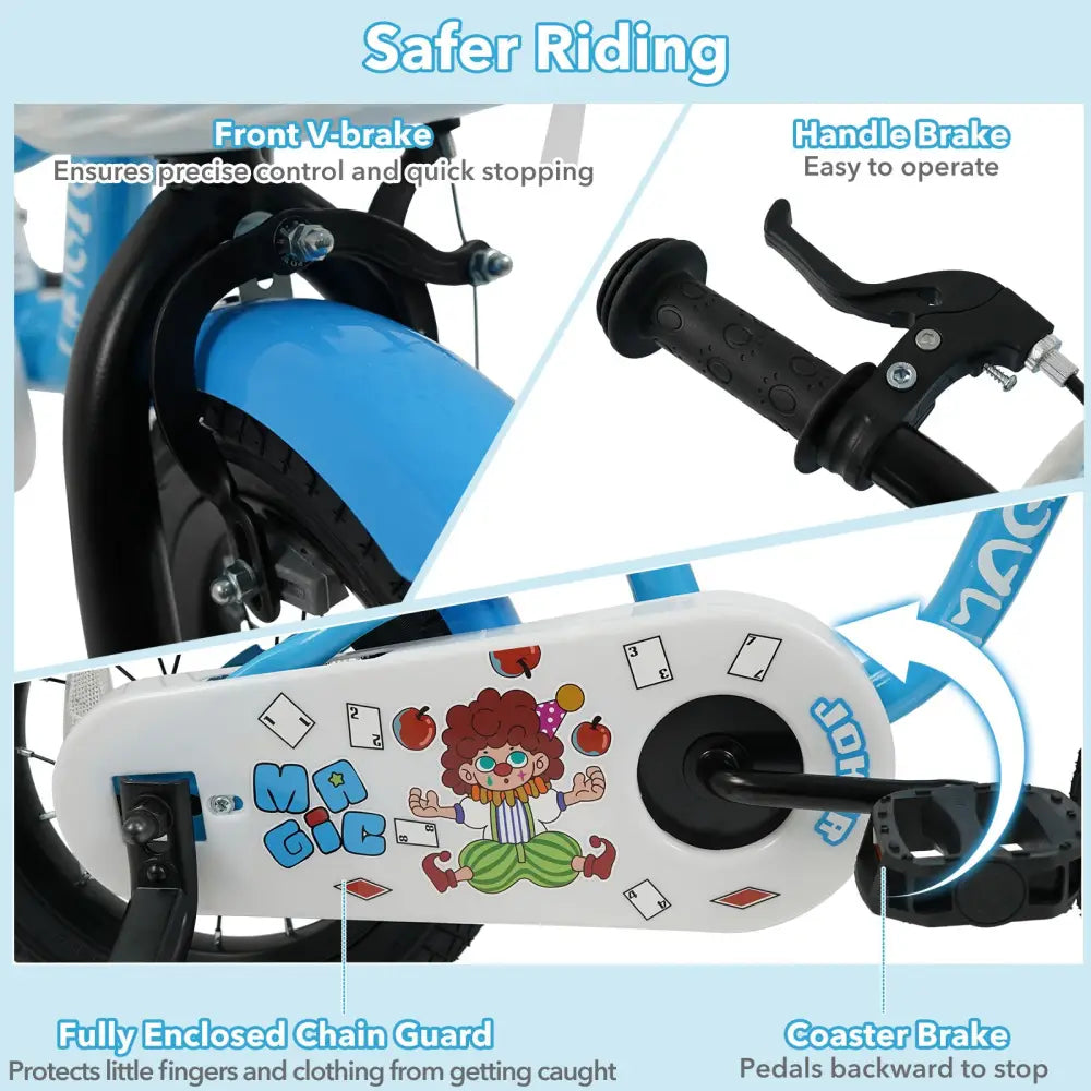 16 Inch Kids Bike with Training Wheels and Basket Navy Color - Navy - Kids Bike
