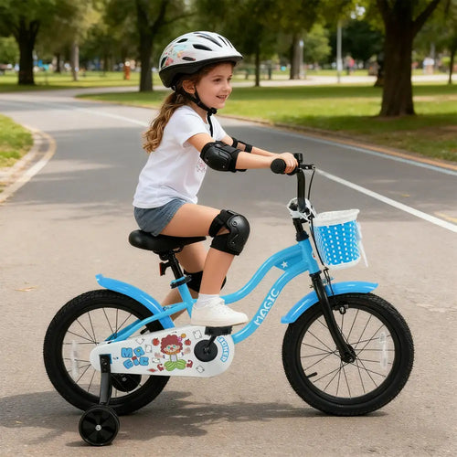 16 Inch Kids Bike with Training Wheels and Basket Navy Color - Navy - Kids Bike