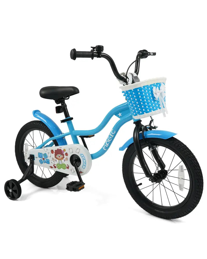 16 Inch Kids Bike with Training Wheels and Basket Navy Color - Navy - Kids Bike