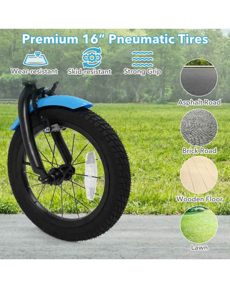 16 Inch Kids Bike with Training Wheels and Basket Navy Color - Navy - Kids Bike