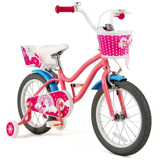 16 Inch Kids Bike with Training Wheels and Storage Basket - 16 inches - Oasis Home Essentials
