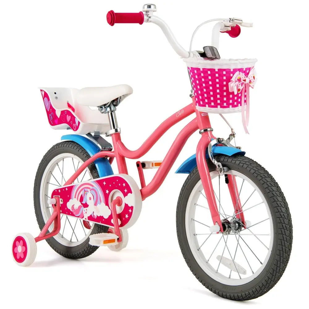 16 Inch Kids Bike with Training Wheels and Storage Basket - 16 inches - Oasis Home Essentials