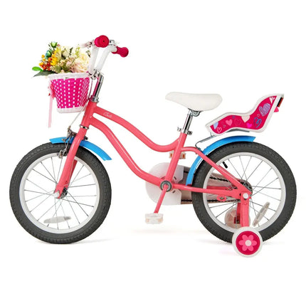 16 Inch Kids Bike with Training Wheels and Storage Basket - 16 inches - Oasis Home Essentials