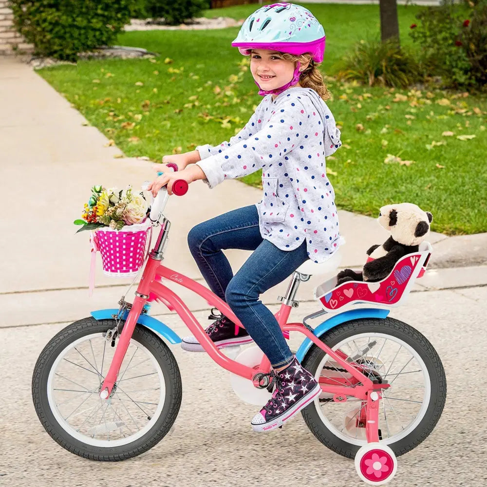 16 Inch Kids Bike with Training Wheels and Storage Basket - 16 inches - Oasis Home Essentials