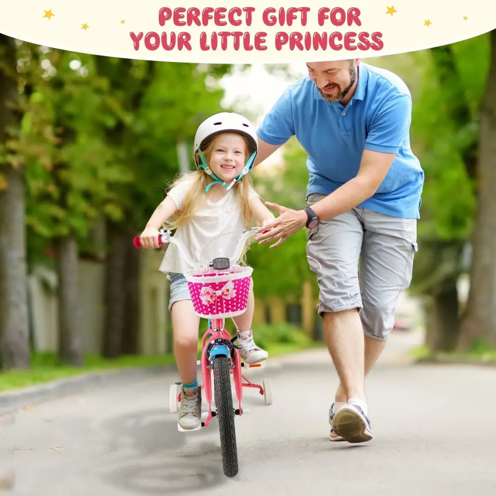16 Inch Kids Bike with Training Wheels and Storage Basket - 16 inches - Oasis Home Essentials
