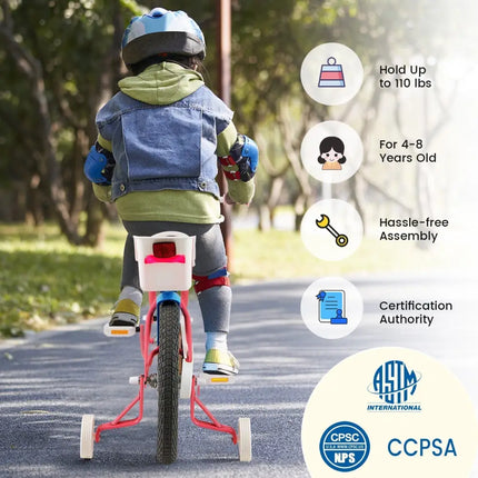16 Inch Kids Bike with Training Wheels and Storage Basket - 16 inches - Oasis Home Essentials