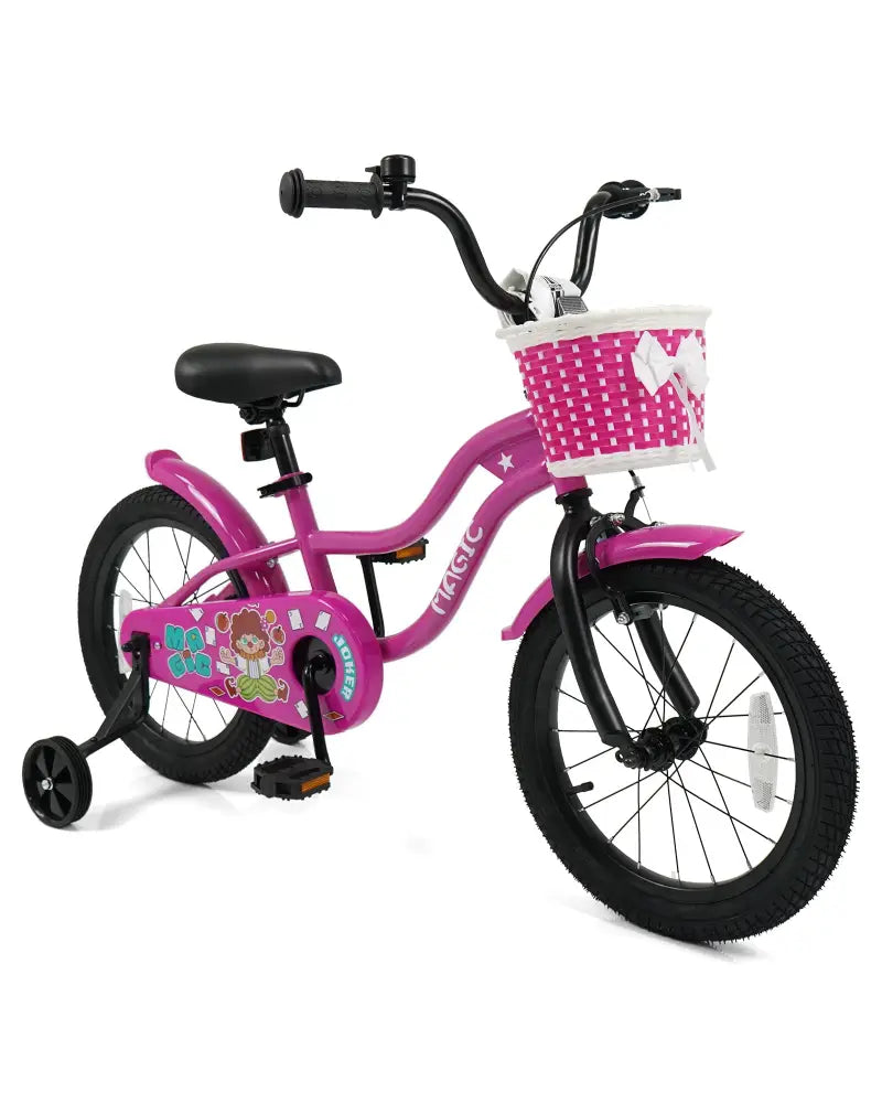 16 Inch Kids Bike with Training Wheels for Aged 4-7 Years Old - Magic Rose - Rose Red - Kids Bike