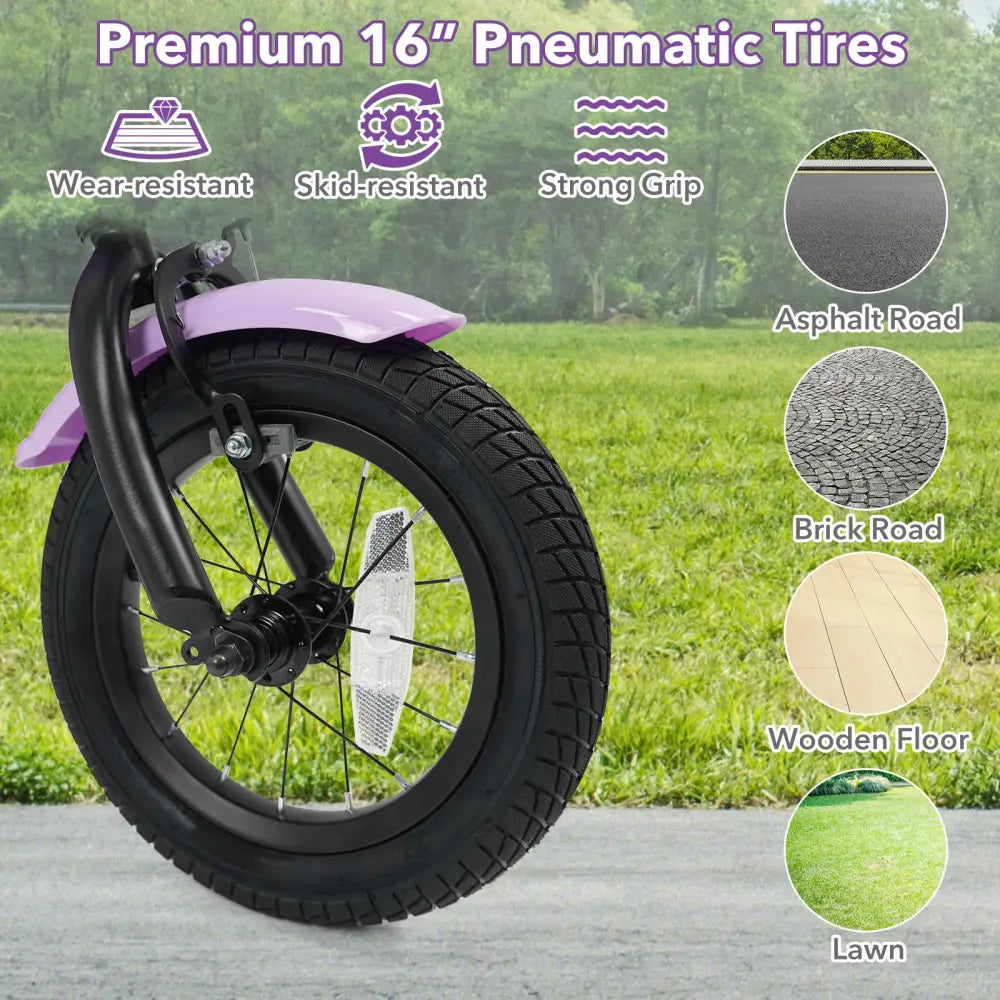 16 Inch Kids Bike with Training Wheels for Aged 4-7 Years Old - Magic Purple - Purple - Kids Bike