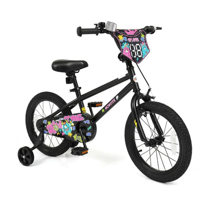 16 Inch Kids Bike with Training Wheels for Ages 4-7 Years Old Black- Street Art Time - Black - Kids Bike