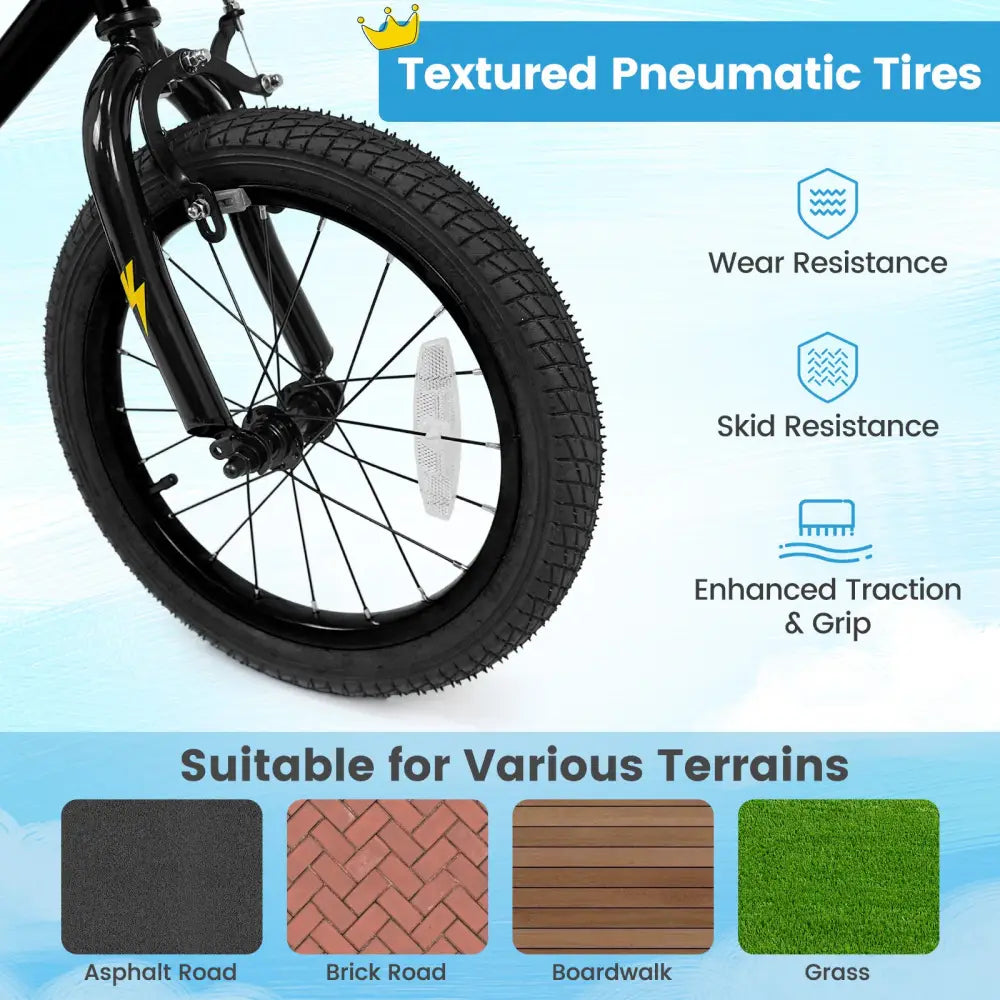 16 Inch Kids Bike with Training Wheels for Ages 4-7 Years Old Black- Street Art Time - Black - Kids Bike