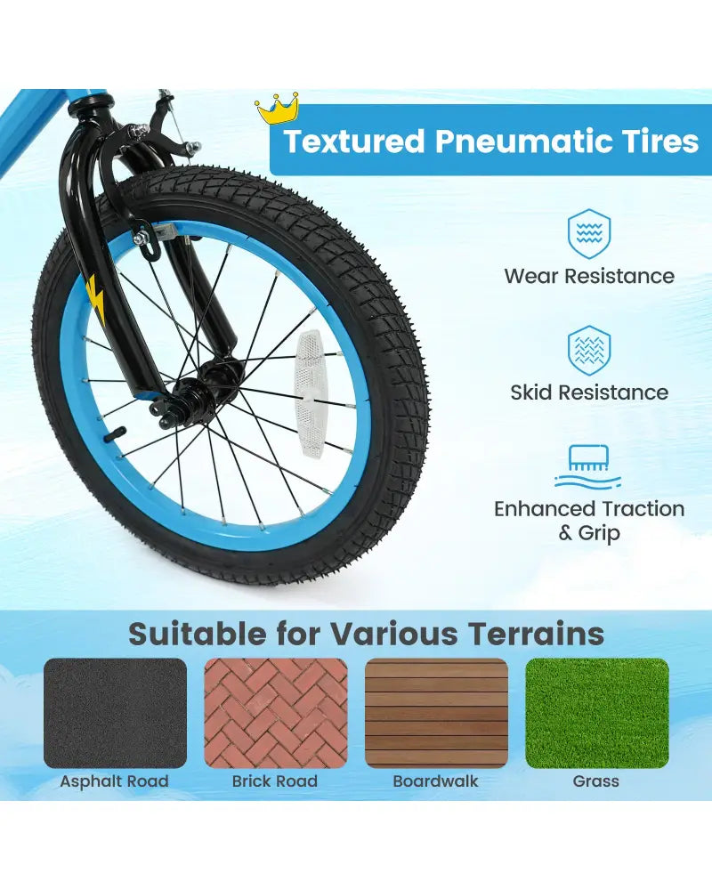 16 Inch Kids Bike with Training Wheels for Ages 4-7 Years Old Blue- Street Art Time - Blue - Kids Bike