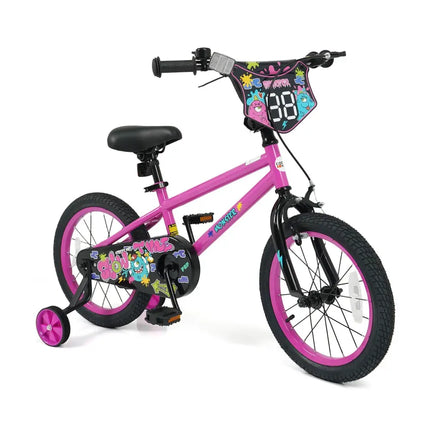 16 Inch Kids Bike with Training Wheels for Ages 4-7 Years Old Pink- Street Art Time - Pink - Kids Bike