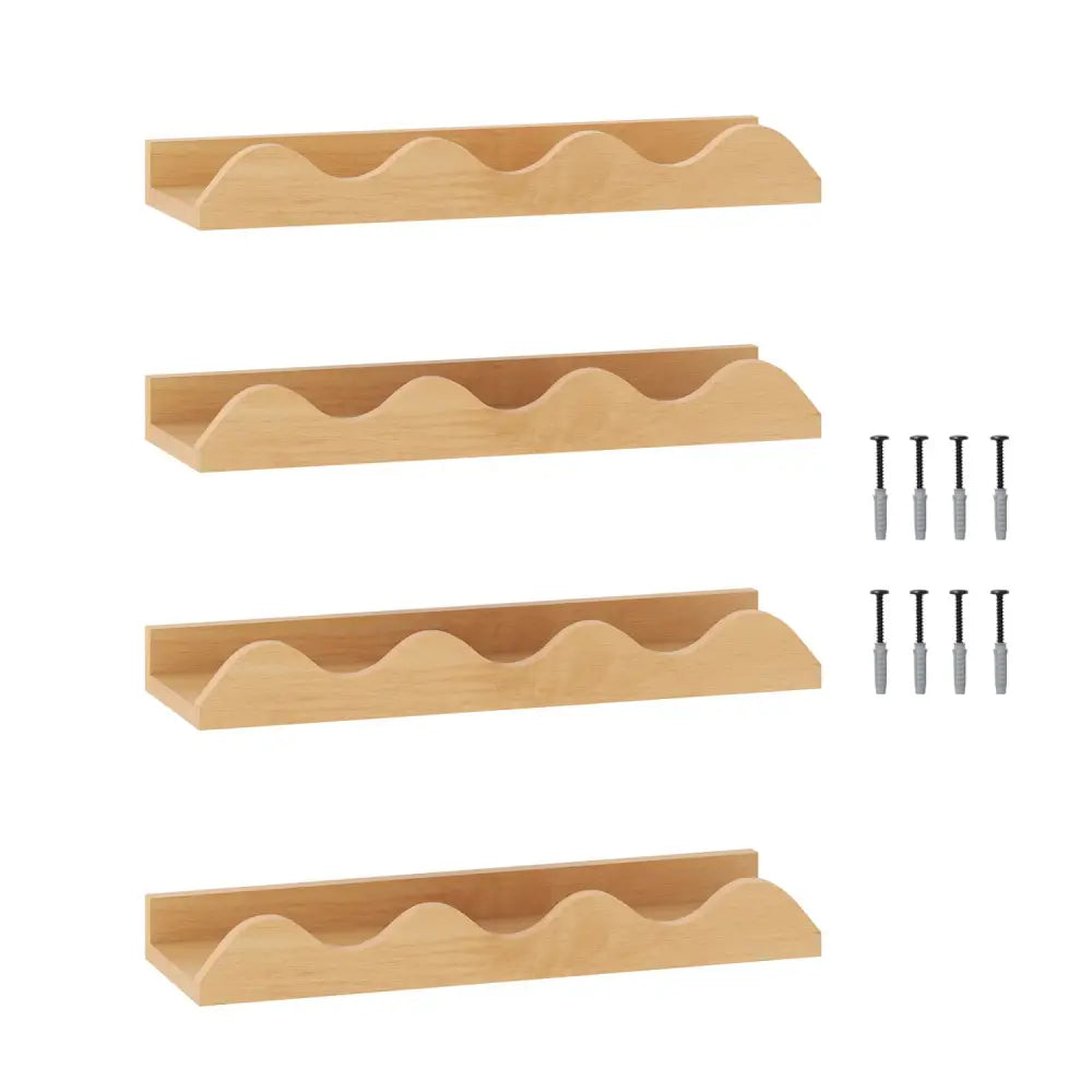 16 Inch Kids Bookshelf Set of 4 Floating Nursery Book Shelves for Decoration Book Toy Storage-Natural - Natural