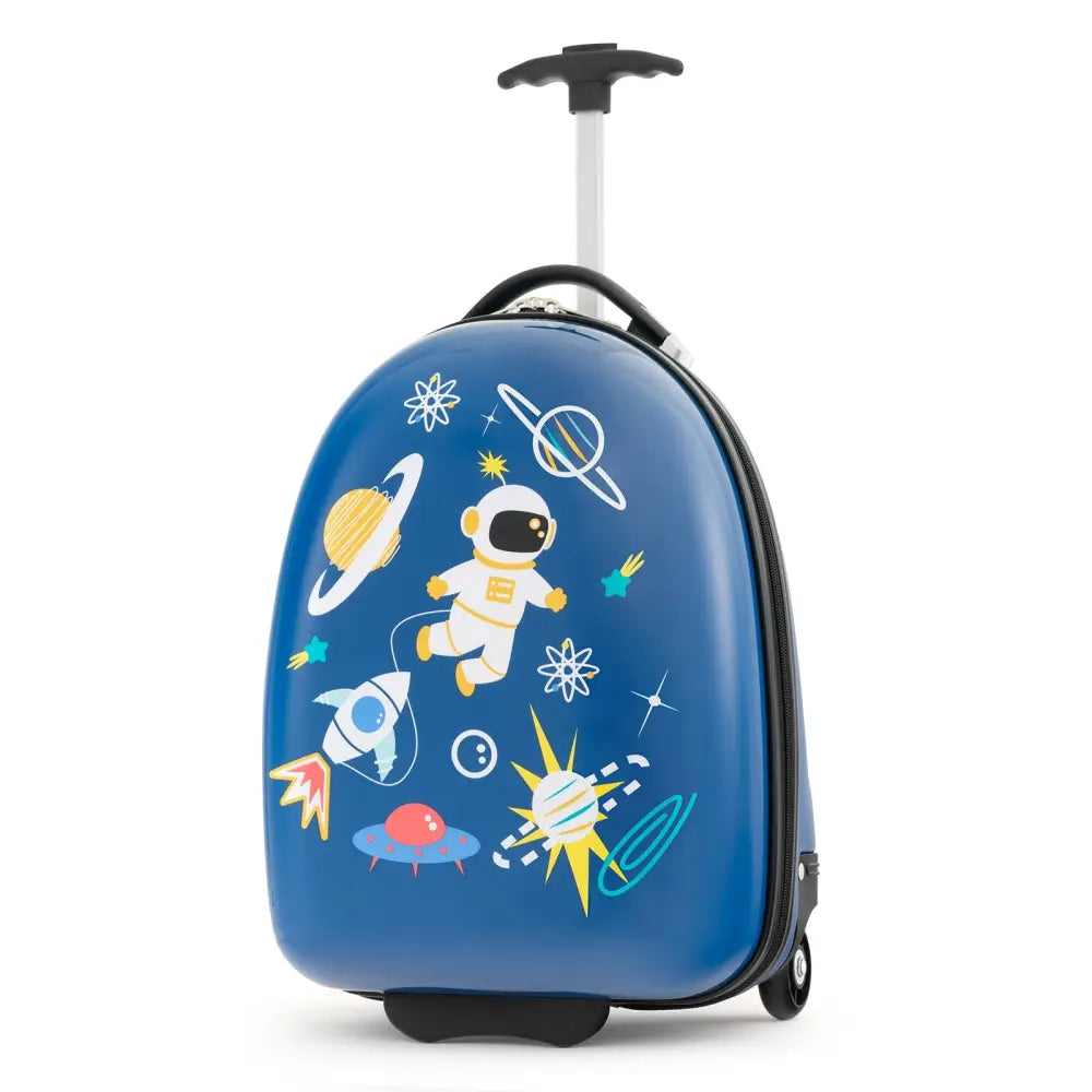 16 Inch Kids Carry-On Luggage Hard Shell Suitcase with Wheels-Blue - Blue - Kids Luggage